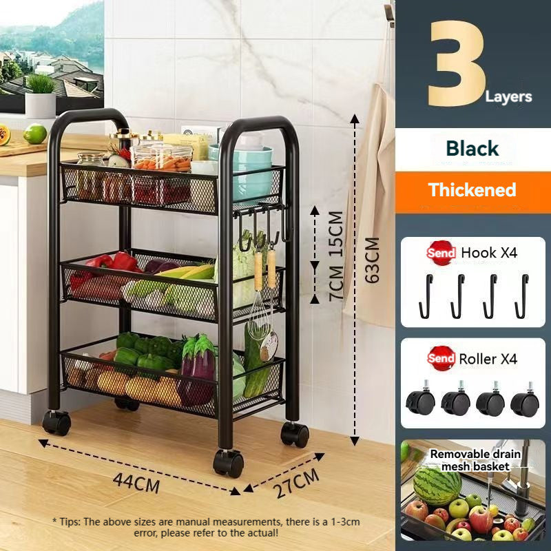 Kitchen Carbon Steel Shelf Multi-Tier Fruit Vegetable Basket Bathroom Portable Storage Rack