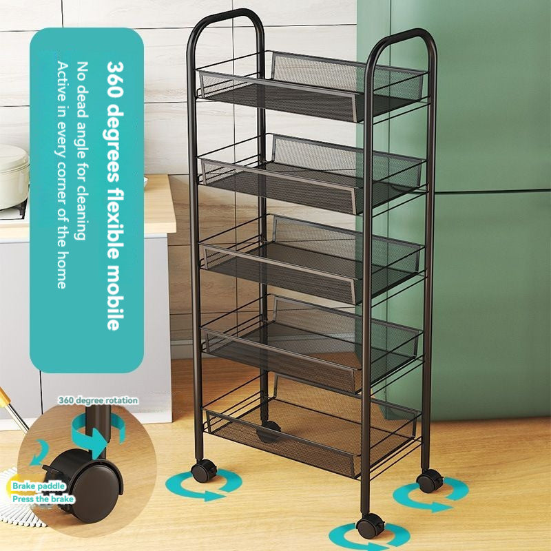 Kitchen Carbon Steel Shelf Multi-Tier Fruit Vegetable Basket Bathroom Portable Storage Rack