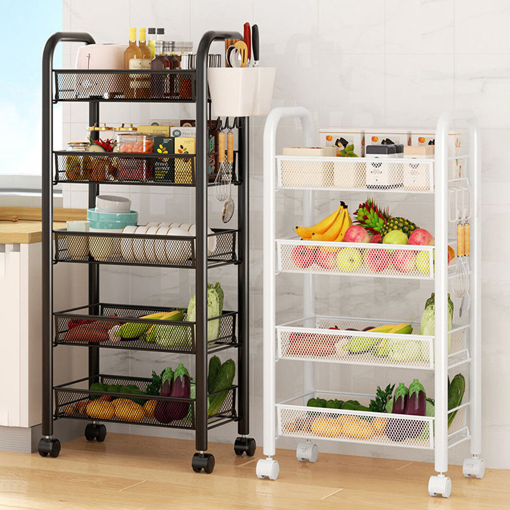 Kitchen Carbon Steel Shelf Multi-Tier Fruit Vegetable Basket Bathroom Portable Storage Rack