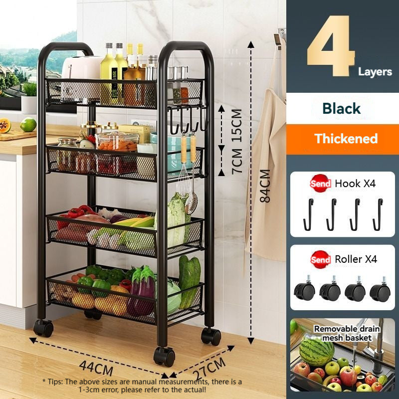 Kitchen Carbon Steel Shelf Multi-Tier Fruit Vegetable Basket Bathroom Portable Storage Rack