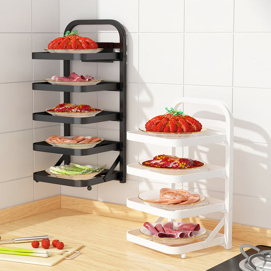 Kitchen Multifunctional Dish Organizer Multi-layer Storage Shelf Hot Pot Preparation Tray