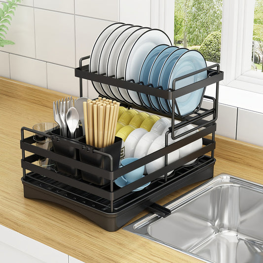 Kitchen Draining Rack Countertop Cutlery Storage Shelf Sink Dish Plate Chopstick Holder