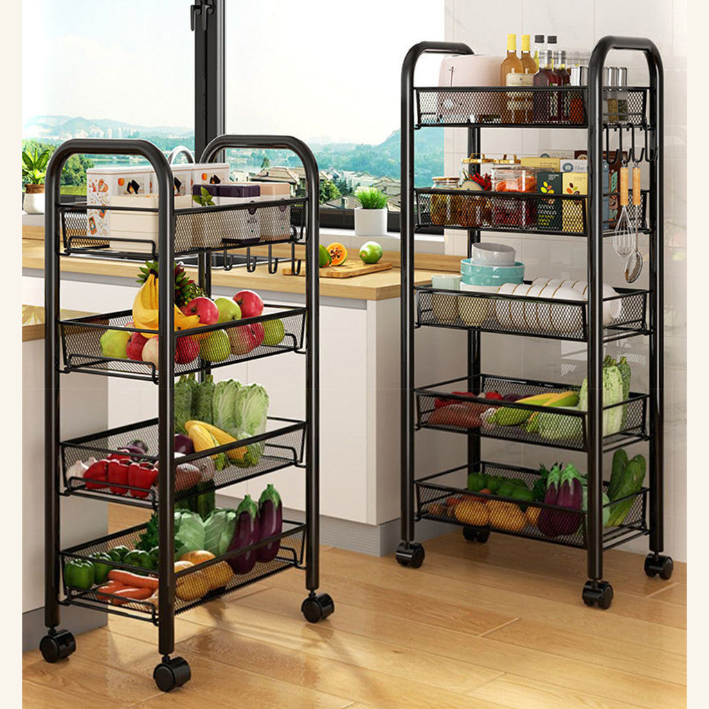 Kitchen Carbon Steel Shelf Multi-Tier Fruit Vegetable Basket Bathroom Portable Storage Rack