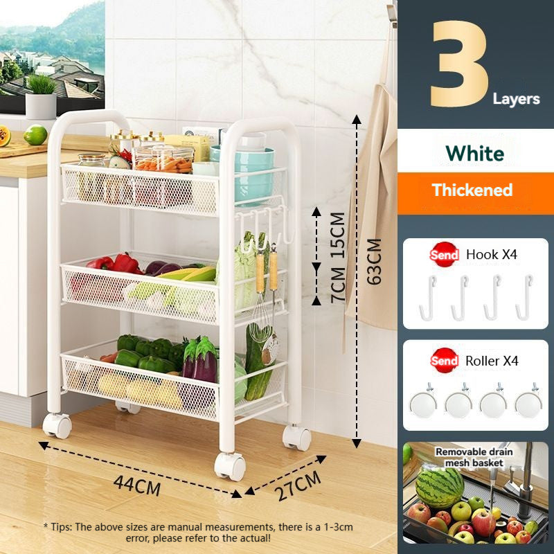 Kitchen Carbon Steel Shelf Multi-Tier Fruit Vegetable Basket Bathroom Portable Storage Rack