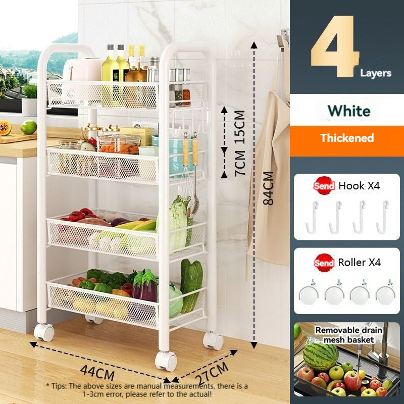 Kitchen Carbon Steel Shelf Multi-Tier Fruit Vegetable Basket Bathroom Portable Storage Rack