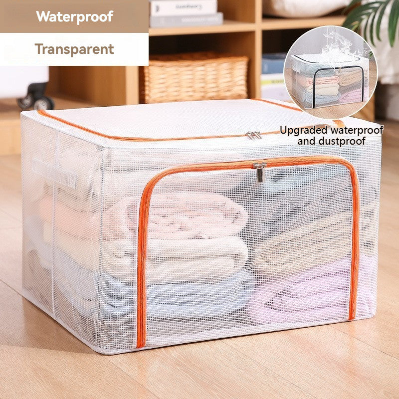 Home Foldable Clothes Storage Box Clothing Bags Cabinet Transparent Storage Box Closet Organizer